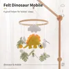 Baby Filt Dinosaur Bed Bell Hanging speelgoed 012 maand geboren houten mobiele muziek rammelende wieghouder beugel accessoires 240409
