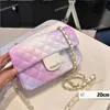 24C Women Designer Pink-White Gradient Design Shoulder Bag Classic Flap 20/25cm quiltad läder Guldmaskinvara Matelasse Chain Luxury Cross Body Handbag Lovely Purse