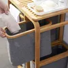 Torby na pranie japoński brudny kosz do przechowywania tkanina do przechowywania łazienka szafka szafka bambusowa rama wodoodporna stojak na odzież