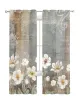 Retro Plant White Flower Abstract Sheer Curtains For Living Room Window Voile Tulle Curtain Cortinas Drapes Home Decor