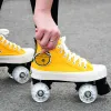 Quad Flashing Roller Skates Dingdang Roller Skates unisex Canvas Double Line Skates Vuxen Kid Two Line Skating Shoes