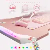 Mesa de juego Pink RGB, mesa de computadora de escritorio, streamer en vivo en casa, mesa de juego de niñas, carbono de alto valor, cara de fibra ergonómica