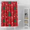 Shower Curtains Christmas Snowman Printed Decorative Curtain Dry Wet Separation Bathroom Partition Waterproof