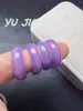 Cluster anneaux délicats élégants en jadéite naturel cercle violet doux violet lavande jade jade ring