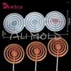 Moules à pâtisserie Dorica Drapeau crayon Design Lollipop Silicone Moule Cercle Cercle sucre Chocolater Epoxy Moule Cake Decorating Tools Kitchen