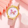 Relógios de punho 5pcs Conjunto de vestidos elegantes Quartz Luxury Rosa Dial Butterfly Design Mulher Moda Casual Relatagem Redonda Simples