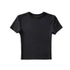 T-shirt met korte mouwen voor damesveer en herfst Instagram Trendy Hong Kong Style Solid Color Low Round Neck Base Shirt Casual strakke passend afslank kort