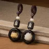 Creative Buddhism Lotus Flower Keychain Accessories Wooden Buddha Lucky Beads Keyring Jade Pendant Bag Key Chain Buddhist Gift
