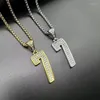 Pendant Necklaces Stainless Steel Titanium Hip Hop Number 7 Bling Iced Out Collar Chain Necklace For Men Women Couple Gift Fashion Jewelry