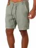 Herren -Shorts Herren lässige Shorts Mode Pullover Shorts Familie Leinen Solid Color Shorts Herren Sommer Beach Atmungsfreie Leinen Shorts J240409