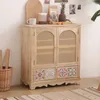 Hooks Nordic Solid Wood Bucket Cabinet Rattan Kitchen Woven Storage Living Room Indoor Large Side Organizer Home Furniture