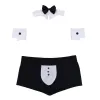 3st Mens Waiter Tuxedo Sexig Cosplay Costume Lingerie Suit Boxer Briefs Underwear With bow slips krage och armband