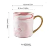 Mugs 400ml Marbled Gold Rim Ceramic Mug Nordic Coffee Cup Couple Anniversary Gift Breakfast Oatmeal Milk Valentine's Day