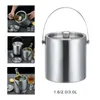 Stainless Steel Ice Bucket Double Walled Beverage Tub Comfortable Carry Handle for Champagne Cocktail Parties Chilling Beer 240407