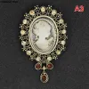 Crystal Rhinestones Cameo Vintage Brooch Pins for Women Queen's Cameo Beauty Clothing Accessor Girl Gift