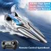 Double Motor Drive High-Speed ​​Racing RC Boat 30 km/H Waterproof Intelligent Alarm LED Night Light Remote Control Boat Boat Båt