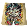 Herren-Shorts Sommer Mode 3D Print Samurai Maske lustige Persönlichkeit Hip-Hop Street Short Hosen Ropa de Hombre Schwimmstädte