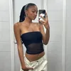 Women's Tanks Tube Top Mesh Crop Strapless Tops Sleeveless Cami Women Outfits Summer Bodycon Black 90s Streetwear Y2K Clothes