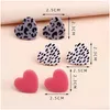 Stud Earrings Geometric Acrylic Set Of Three Pieces Heart-Shaped Circar Hexagonal Leopard Print Polka Dot Personalized Jewelry Drop De Otuqq