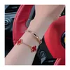 Bangle Four Leaf Clover Natural Shell Gemstone 925 Sier Designer For Woman T0p Quality Test High Counter Classic Style Bijoux Exquisi DHQKV