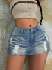 Женская мода 90 -х годов винтажный Pubpey Ruped Slant Pocket Denim Mini Skort Сексуальная девочка Rave Street Skinny Shorts Mujer 240409