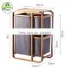 Laundry Bags Japanese-style Dirty Basket Fabric Storage Bathroom Clothes Cabinet Bamboo Frame Waterproof Clothing Rack