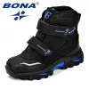 Stiefel Bona Winter Popular Style Jungen Stiefel Stiefel Knöchel Leder Langlebige Außensohle Kinderschuhe warm bequeme Schneestiefel für Jungen Kinder