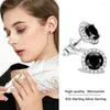 Stud Earrings Trendy Round Black Moissanite For Men Women 1.6CT 925 Sterling Silver Diamond Earring Jewelry Valentine's Day Gift