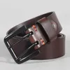 Riemen 4,4 cm heren dubbele gat lederen riem casual retro handgemaakte luxe luxe twee-klauw pin buckle ontwerp riemen jeansl240409