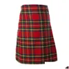 Men'S Pants Casual Pleated Scottish Kilts Mens Fashion Cargo Personality Trousers Plaids Pattern Loose Half Skirts Drop Delivery Appa Dhncb