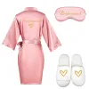 Conjunto de 3pc de noiva Kimono Eyemask Slippers Robe Cetina Mulheres Mulheres Damas de Noiva Prepara Presente Partido Bathrobe Robes