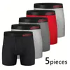 5 Pieces Men Sports Boxers Underwear Underpants Letters Wide Band Multicolor M L XL Breathable Ventilate Fashion Fitness 240320