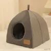 Cat Beds Furniture Soft Cat Bed Foldable Kitten House Semi-enclosed Indoor Cats Cave Warm Kennel for Small Dogs Cats Deep Sleep Pets Accessories