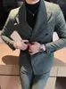 Men's Suits ( Blazer Pants ) Four Seasons Mens Double-breasted Solid Color Suit Business Professional Wedding Groomsmen Two-piece Set