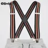 Heavy Duty Big Size Work Strong clips Pants Suspenders for Men 50mm Wide Adjustable Braces X Back Elastic Trouser red stripes 240401