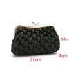 Evening Bags Women's Elegant Satin Clutch Purse 2024 Lady Black Shell Luxury Wedding Party Diamonds Small Soft Handbag B365