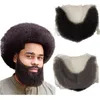 Indian Virgin Human Hair Piece 4mm Kinky Curl Afro Beard Male Hair Replacement for Black Men