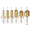 3 / 6pcs Hex Hex Counter Counter Drill Bit 5 flûtes CounterSink Boring Drill Bit Practical Forting Punk Punch Punch Tool Trou Trou.