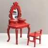 1:12 Dollhouse Miniature Wooden Furniture Makeup Dressing Table With Stool Scene Toy Doll House Decor Dollhouse Accessories