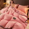 Зимний твердый цвет фланелевой одеял для дома теплые толстые бархатные постельные принадлежности набор близнецов королев царя размер