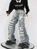 Pantaloni maschili hip hop jeans strans maschile maschio in angoscia in denim gamba a gamba casual streetwear vintage sciolto