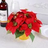 Dekorative Blumen künstliche Weihnachtssteinigungen Sträucher 7 Köpfe Stoff Weihnachtsblume gefälschte Pflanzen Festival in Töpfen Home Dekoration