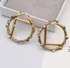 20color 18K Gold Plated 925 Silvrer Designers Letters Stud Eardrop Round Geometric Famous Women Crystal Rhinestone Metal Earring Wedding Party Jewerlry