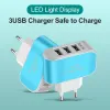 3 USB ACRAGER LED LUMINOUS LUMINOUS TARGing Head Smart Multi Port USB Charger Multifunction Charger