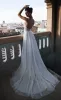 NORA NAVIANO 2024 웨딩 드레스 섹시한 V 목 아플리케 구슬 구슬 구슬 신부 가운 스위프 트레인 라인 웨딩 드레스 로브