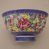 Decorative Figurines Exquisite Chinese Famille Rose Porcelain Enamel Colorful Flowers Bowl