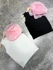 Kvinnors tankar 3D Flowers Women Solid V Neck Sticked Tank Top Camisole Summer 2024 Grundläggande elastiska ungdomliga kvinnliga kläder