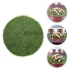 Decorative Flowers Artificial Grass Placemats Round Table Mat Green Fake Turf Patch Fluffy Circular Rug Carpet