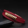 Bracelets de liaison mode Red Red Généhes en cuir Men des femmes Chaîne de chaîne en acier inoxydable à la mode