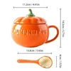 Becher Keramikkürbisform Halloween Tassen mit Deckel Retro Kaffeetasse Emaille Griff sichere Mikrowelle für Herbstmilch Küche Vorräte